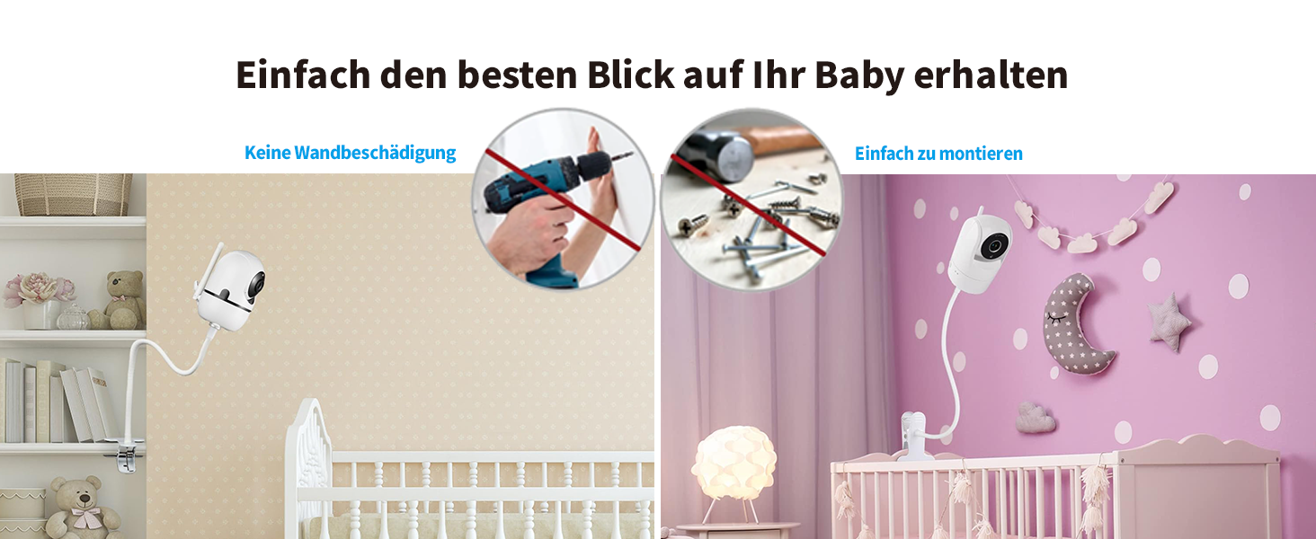 Держатель для дитячого монітора Lonnky 7.1' - сумісний з Vtech, Eufy, ANMEATE та іншими, регульований кріплення для ліжечка та стіни