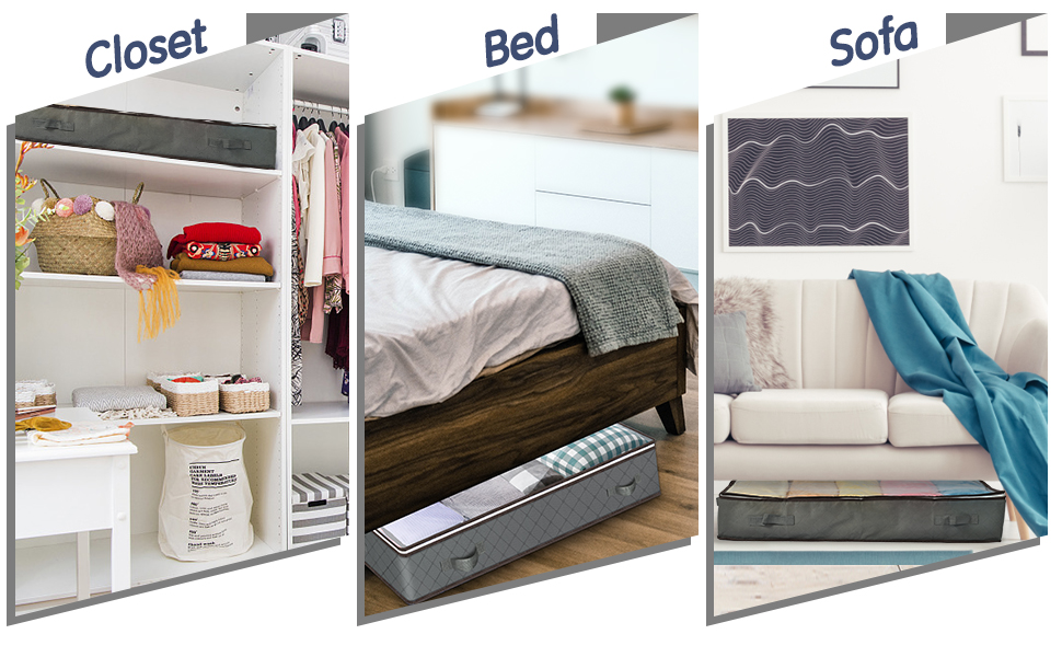 Коробки для зберігання під ліжком MIXC, 4 шт., 100 л, з кришкою, 100x50x18 см. Організація та зберігання постільної білизни, ковдр та одягу