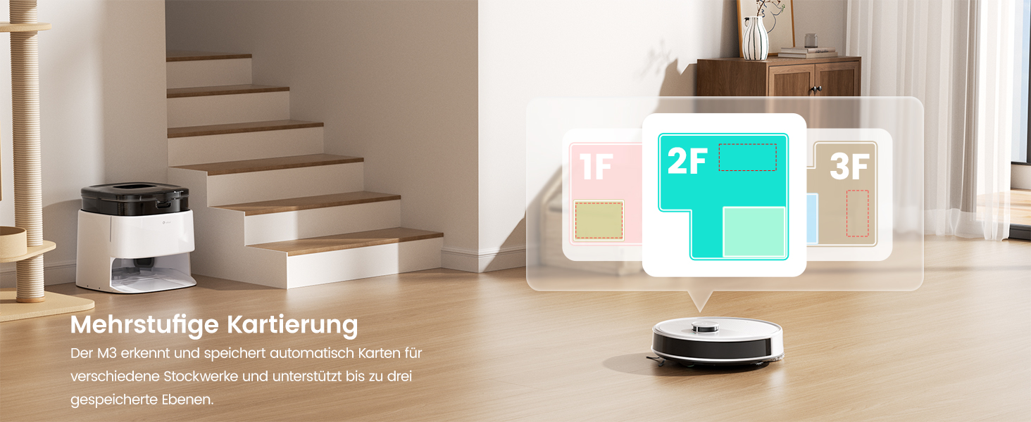 Робот-пилосос LEFANT M320 3-в-1 з функцією миття, 6000Pa, навігація, 800мл, 240хв, Wi-Fi, для тварин, килимів