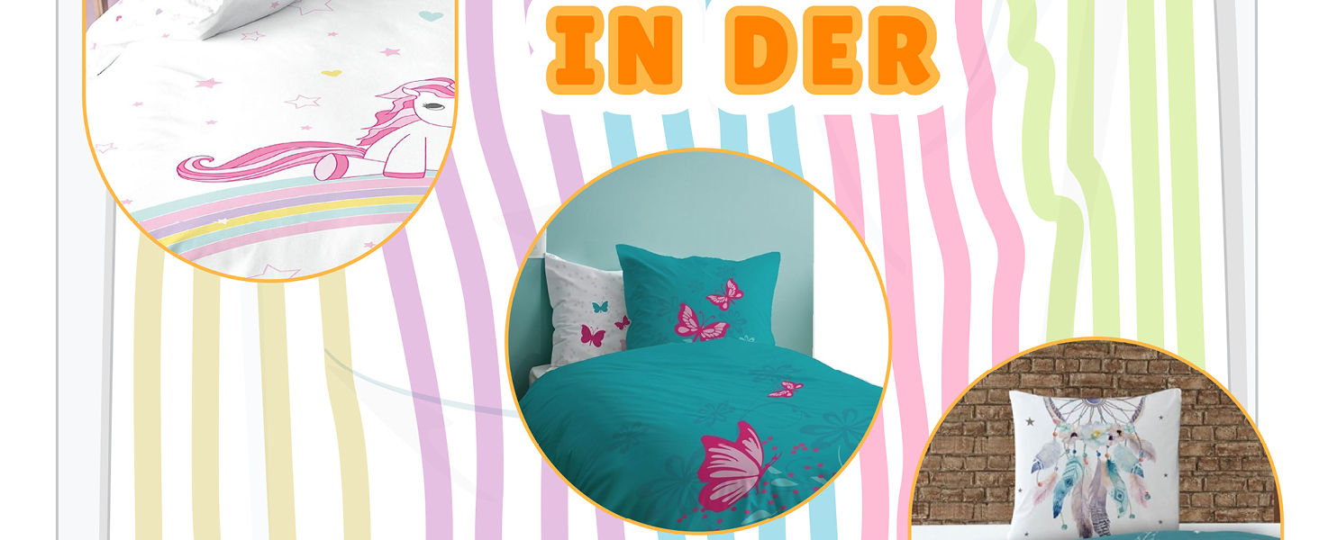 Комплект постільної білизни для ліжечка Kinderbettwäsche: 2-Piece Set з тваринами та глобусом - ковдра 135x200 + подушка 80x80 см, закривається на блискавку. Підходить для хлопчиків та дівчаток. 100% бавовна, ренфорсе, приємна до шкіри, сертифікат Oeko-Tex