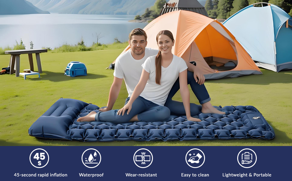 Саморозгортальний килимок Isomatte 8 см, Ultraleicht з подушкою та насосом для ніг, 198 x 68 см, портативний, компактний, для кемпінгу, подорожей, піших прогулянок