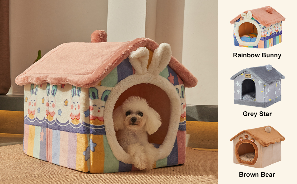 Будиночок для собак Rainbow Bunny з вушками кролика, L, для дому