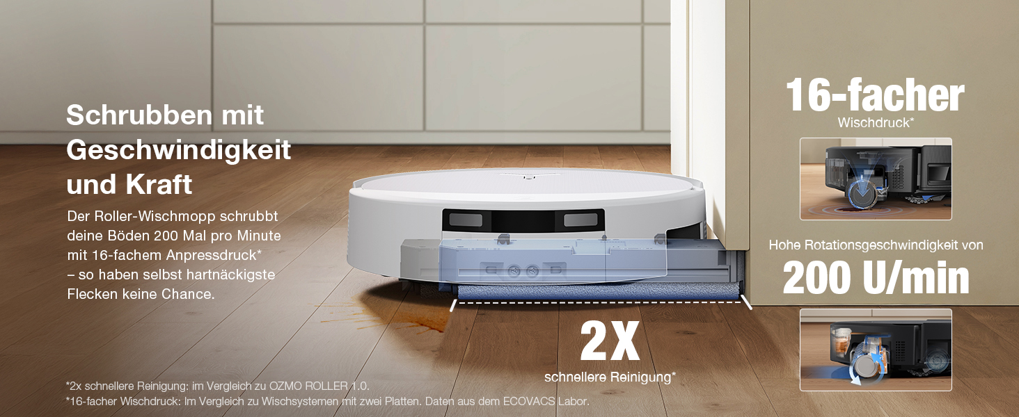 Робот-пилосос з функцією вологого прибирання ECOVACS T90 PRO Omni, 30 000 Па, PowerBoost, матовий білий