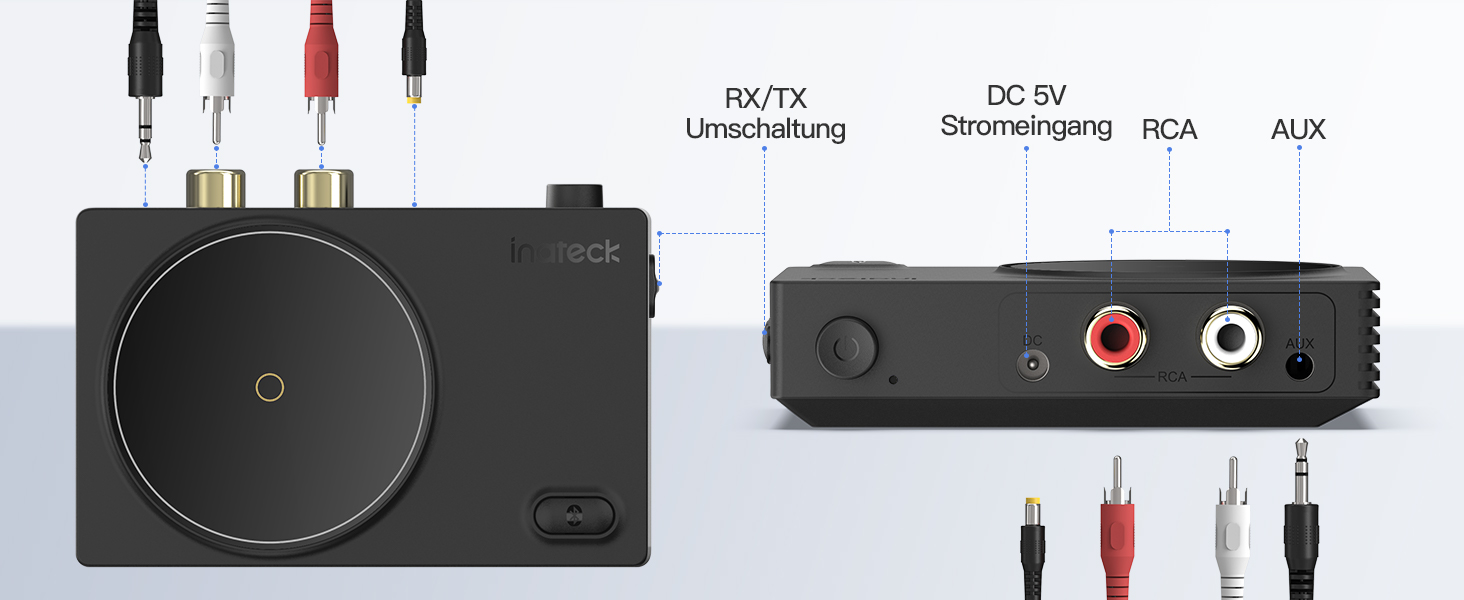 Inateck Bluetooth Аудіо Адаптер BR2001: Bluetooth 5.1, RCA/3.5mm AUX, для стереосистем та навушників