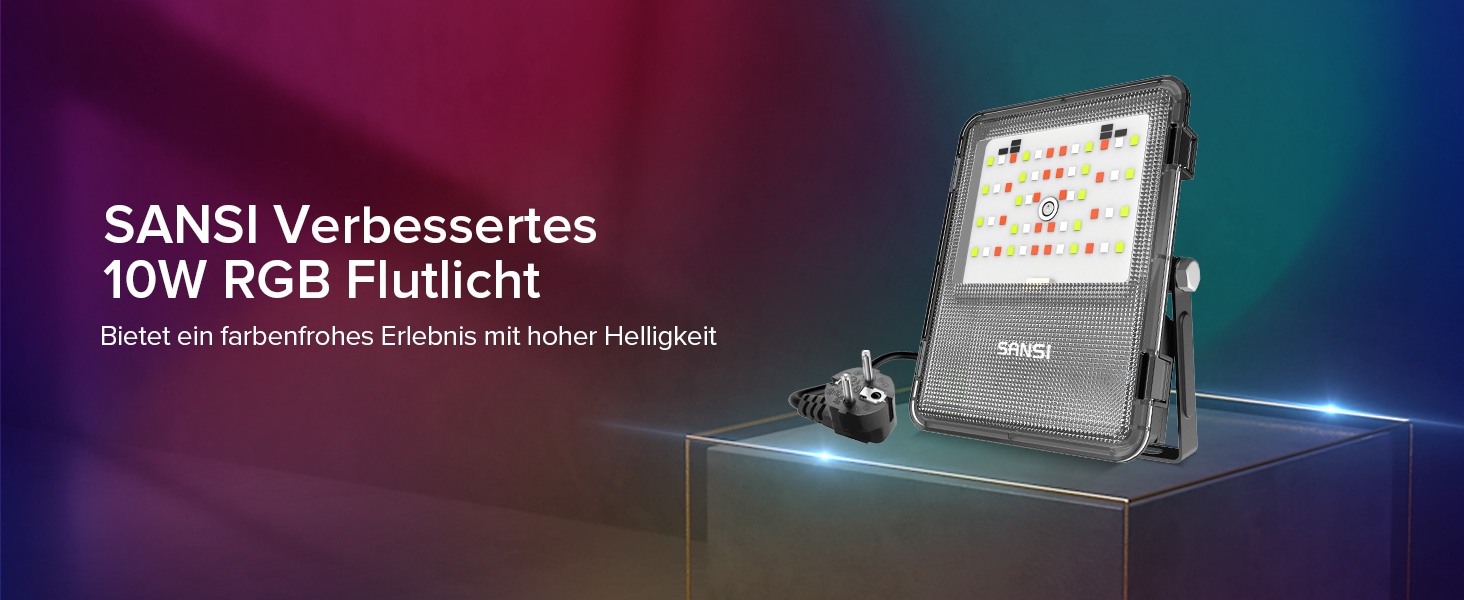 Світлодіодний RGB прожектор SANSI 10 Вт для вулиці, з пультом, водонепроникний IP65, 20 кольорів, 6 режимів, таймер, для саду та вечірок, 2 шт.