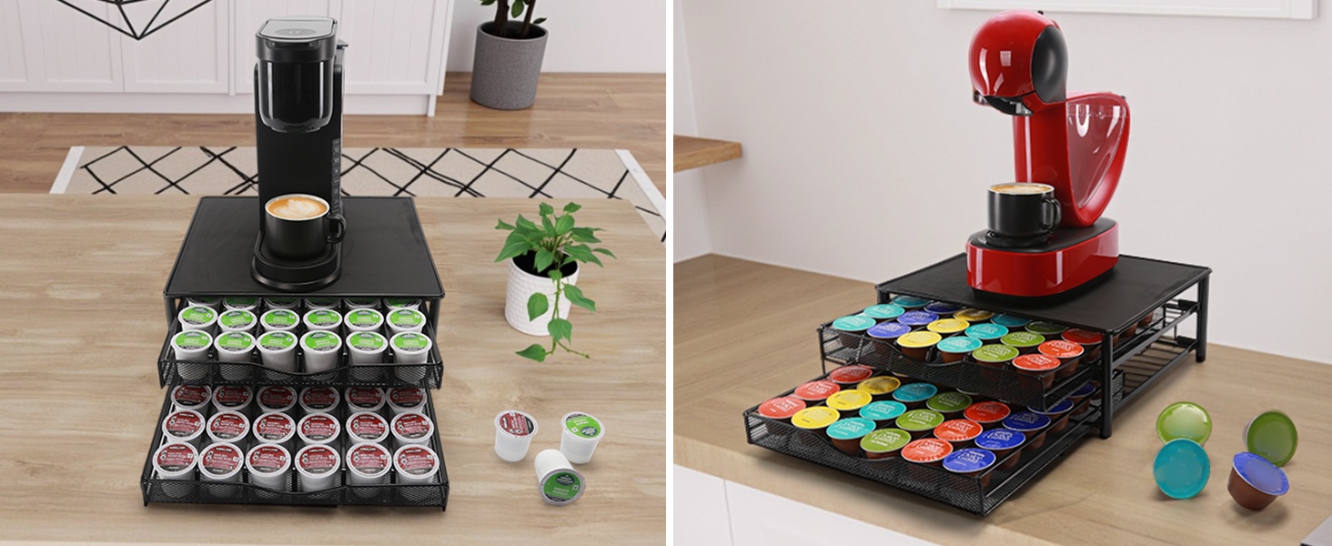 Тримач для капсул кави Sysyly для Dolce Gusto, органайзер на 72 капсули, металева висувна шухляда, чорний.