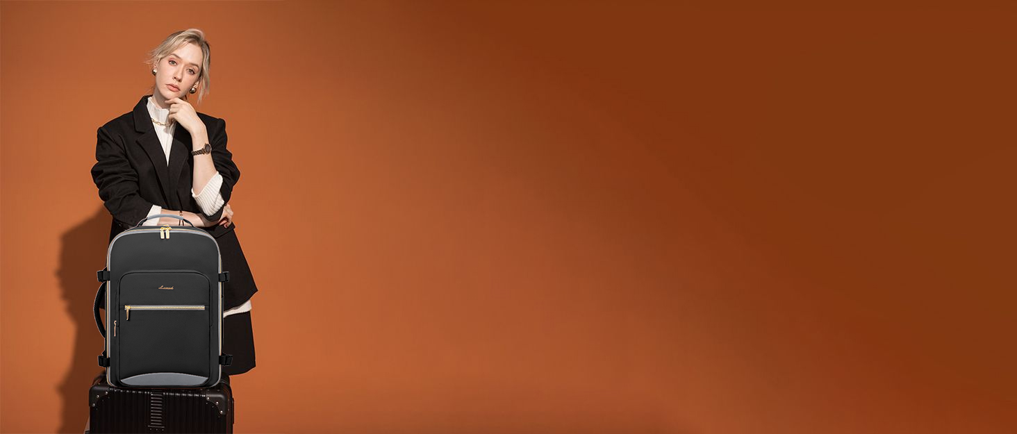 LOVEVOOK Рюкзак для ручної поклажі, 40L, для подорожей, ділових поїздок, валіза-рюкзак, водонепроникний, для ноутбука 17 дюймів, рюкзак для подорожей, кемпінгу, вихідних Beige+braun-30l