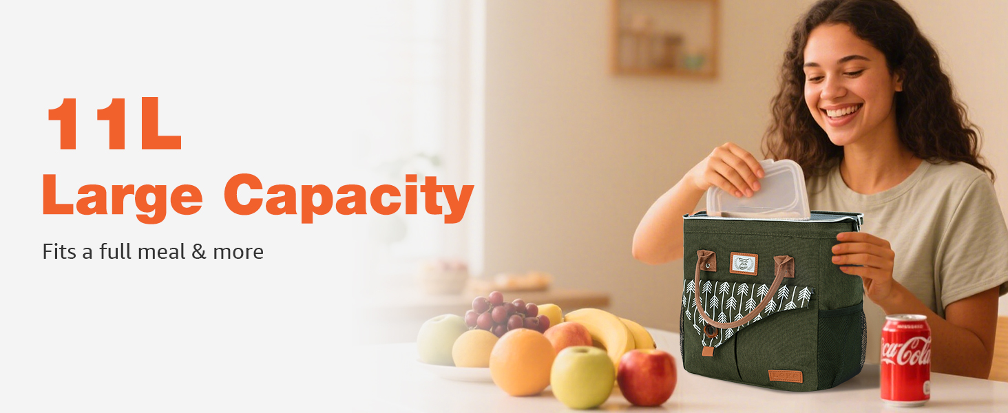 Термосумка Lekesky для жінок - об'єм 11л, зелена