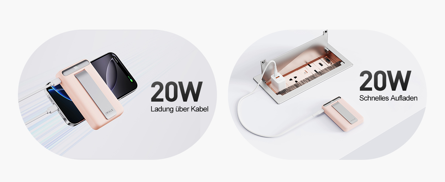 Магнітний бездротовий павербанк iWALK Magnetic 15W 10000mAh, Qi2 сертифікований, з LED-дисплеєм та підставкою, швидка зарядка для iPhone 16/15/14/13/12 Pro Max/Plus/Mini, Рожевий