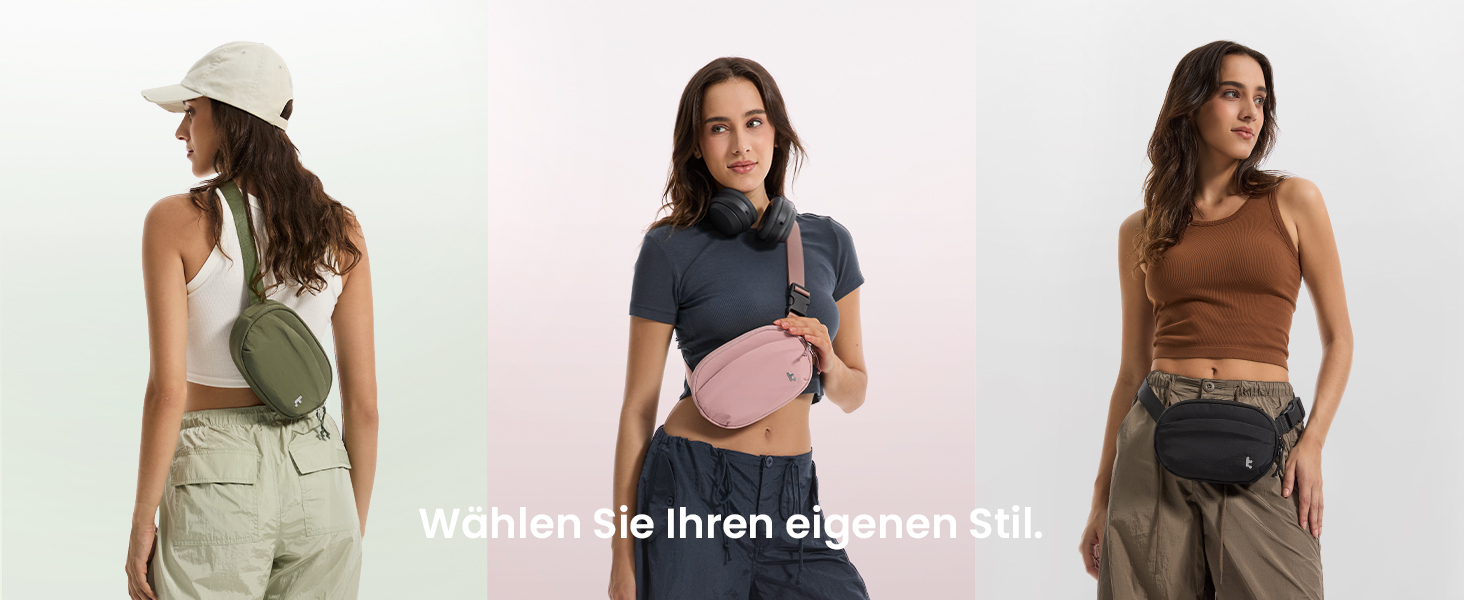 tomtoc жіноча поясна сумка, нагрудна сумка з RFID захистом, 1.5 л, зелена