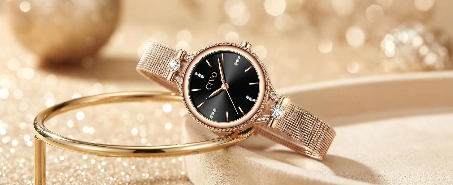 Жіночий кварцовий годинник CIVO A-4 Rosegold: мінімалістичний аналоговий годинник на шкіряному ремінці, водонепроникний