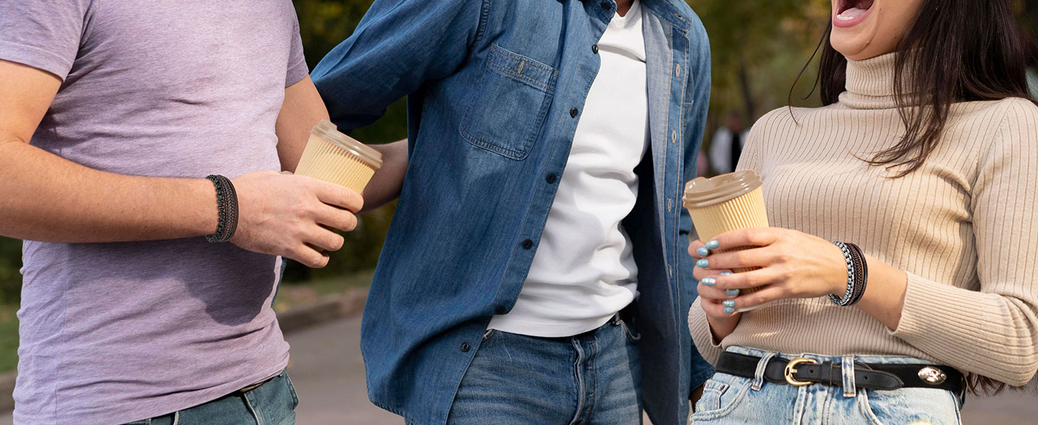 Чоловічий шкіряний браслет Murtoo з нержавіючої сталі: чорний та коричневий, магнітний замок 20 см