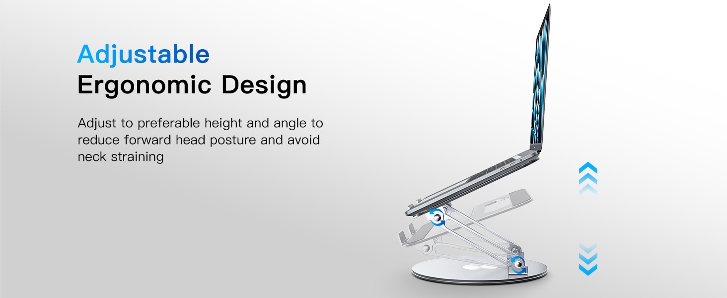 Підставка для ноутбука регульована по висоті, складана, ергономічна з вентиляцією та 360° поворотом, вертикальна, сумісна з MacBook, Dell, HP, 11-16'