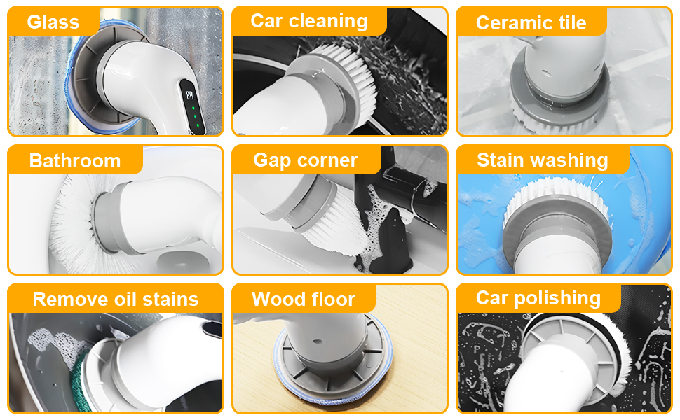 Електрична щітка для прибирання 9 в 1, 3 швидкості, регульована ручка 125 см, для ванної, кухні, плитки та авто