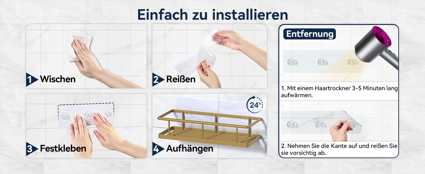 Поличка для душу YASONIC без свердління з мильницею - органайзер для ванної кімнати з нержавіючої сталі, швидковисихаюча поличка для душу, тримач для шампуню, 3 шт.