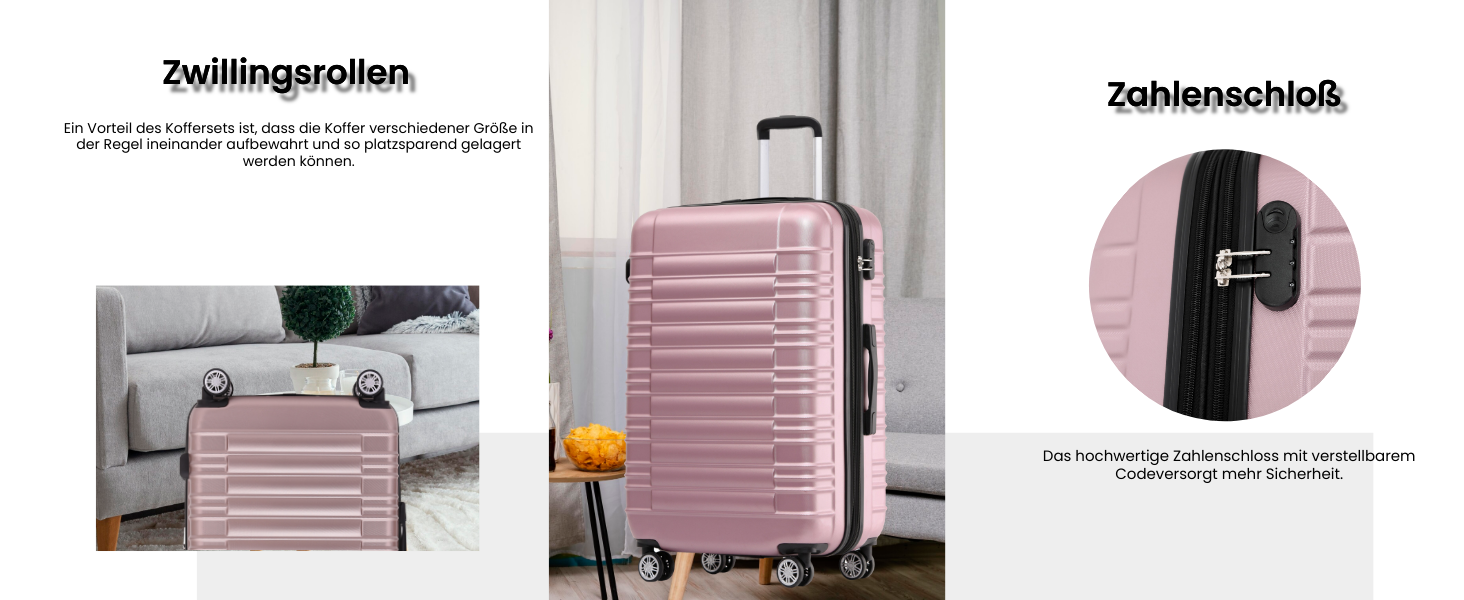 Чемодан Beibye 2088 з жорстким корпусом, валіза-тележка, ручна поклажа, 14 кольорів (Рожеве золото) Рожеве золото M