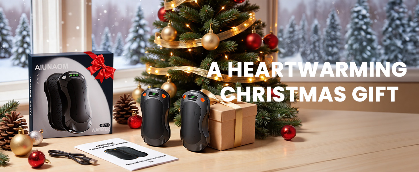Електричний підігрівач для рук 2 шт. з регулюванням температури (45°C, 50°C, 55°C), 5000mAh, магнітний, компактний, чорний