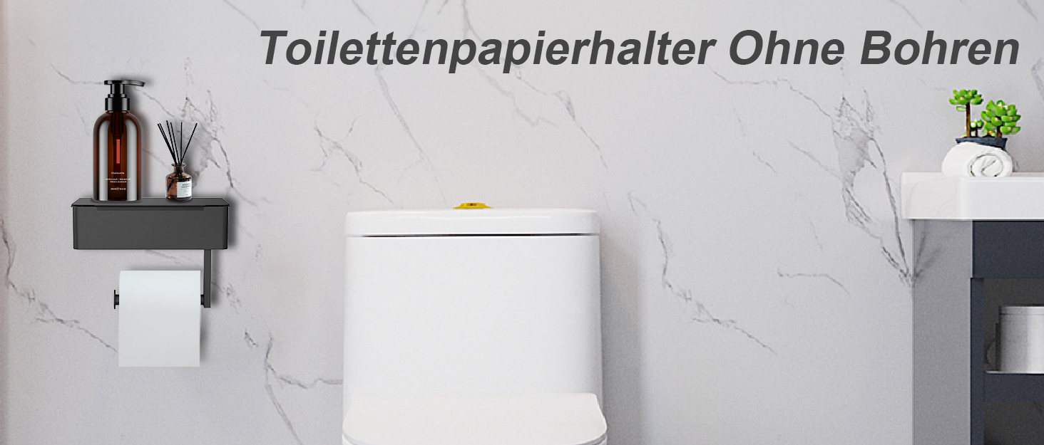 Тримач туалетного паперу SURFOU без свердління, чорний, 3-в-1, з боксом для вологих серветок, нержавіюча сталь, для ванної кімнати/туалету