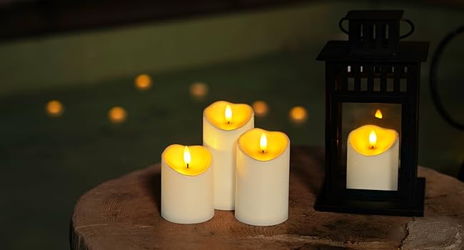 Свічки Homemory LED без полум'я, акумуляторні, з дистанційним керуванням і таймером, водонепроникні, набір 3 шт.