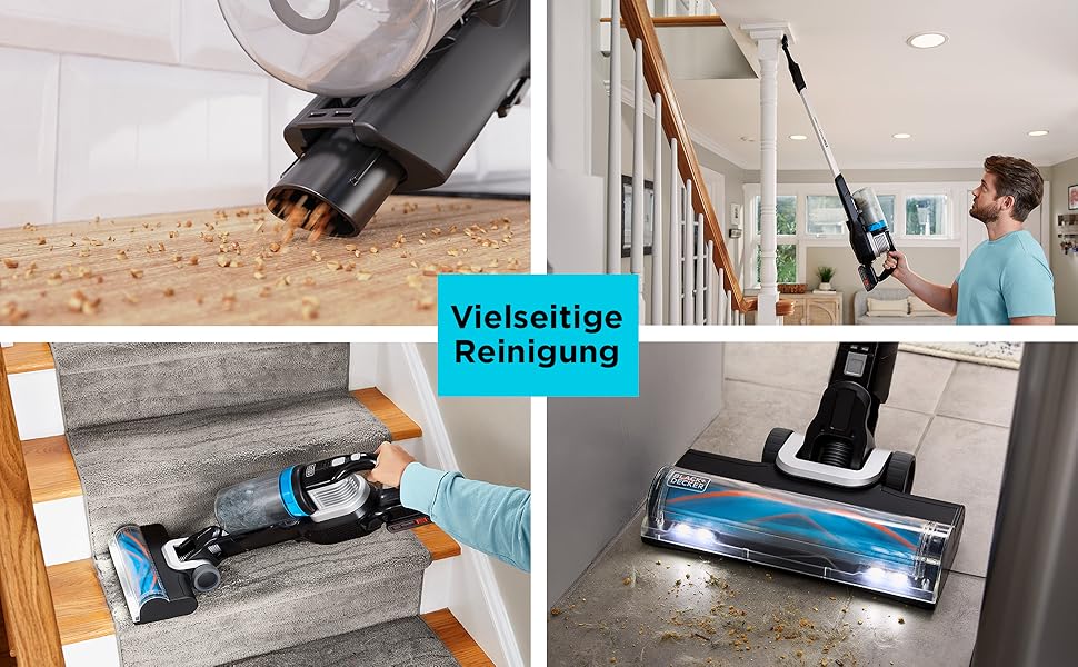 Бездротовий акумуляторний пилосос BLACK+DECKER POWERSERIES Extreme MAX BHFEB520D1 (18V, 2.0Ah, 4-в-1, без мішка, з електрощіткою та LED-підсвічуванням)