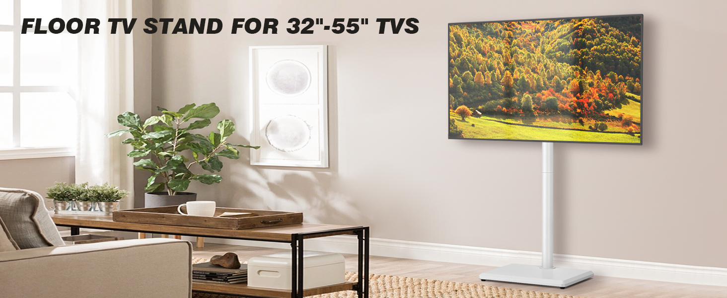 Підставка для телевізора TVON, 32-55 дюймів, регульована висота, поворотна, VESA 400x400, до 40 кг, біла