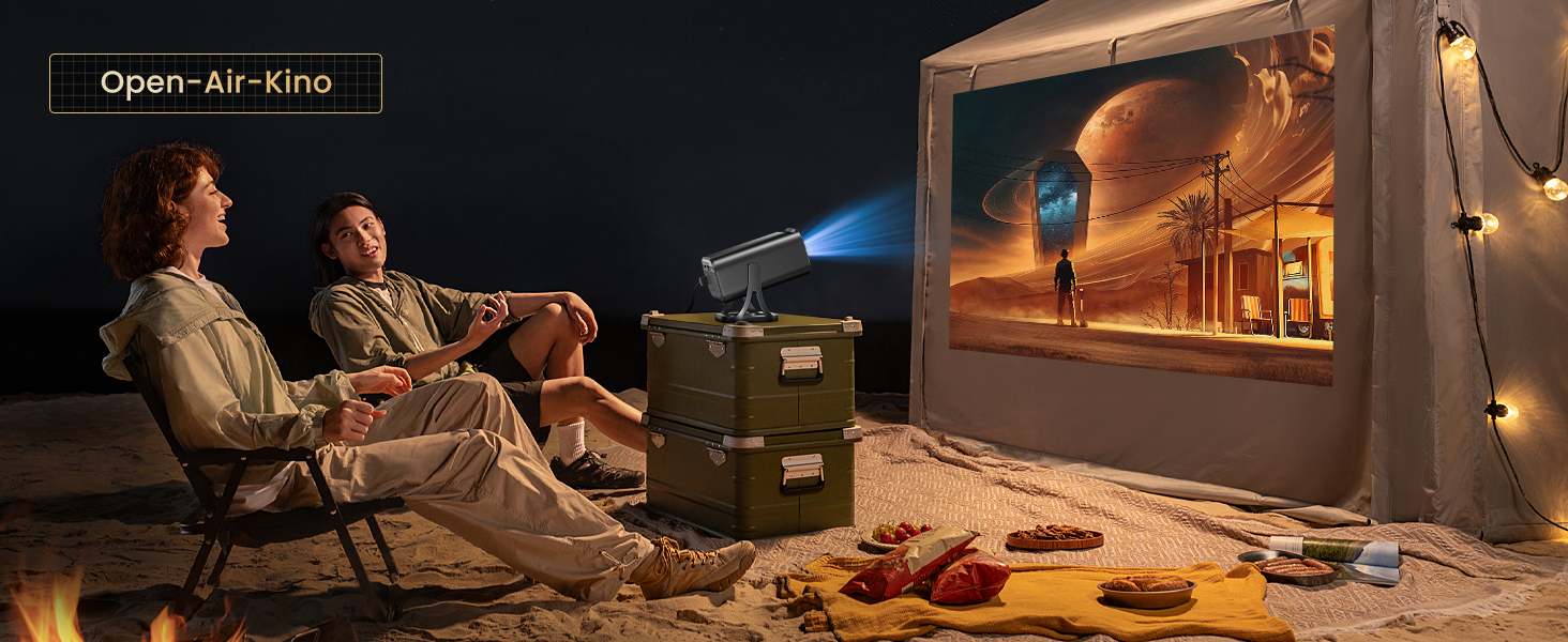 Міні проєктор Beamer 4K 1080p з Android 12.0, WiFi 6, Bluetooth 5.4, 22000 люмен, автокорекція трапецеїдальних спотворень, поворот 270°, підключення PC/HDMI/USB/TF, сірий