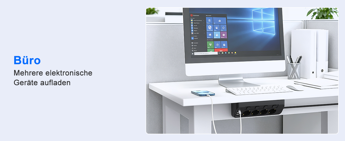 Кутова розеткa-подовжувач на 4 гнізда з 2 USB-C та 2 USB-A портами, плоский штекер, чорна