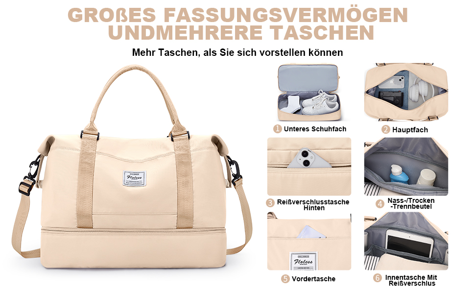 Спортивна сумка для подорожей та фітнесу, водонепроникна, з відділенням для взуття, 47x37x22 см (38л)