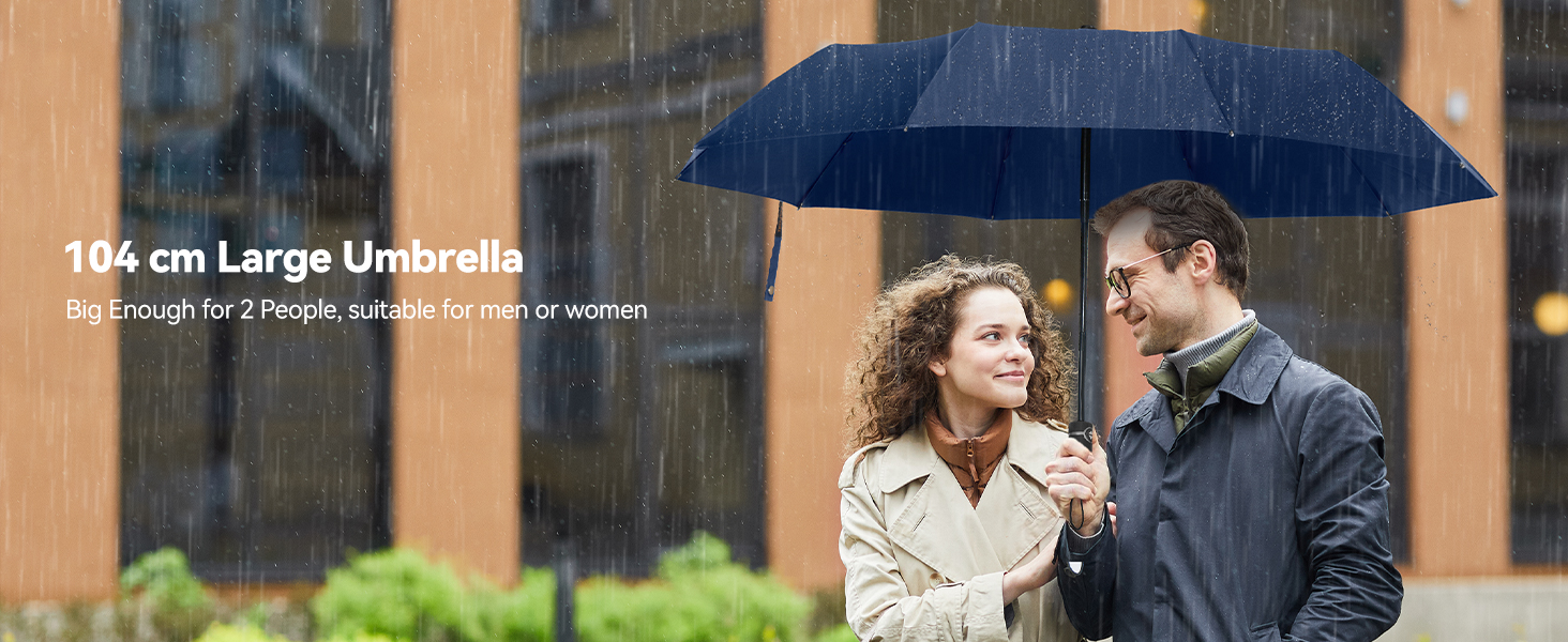 Чорний компактний парасолька TechRise: автоматичний, стійкий до вітру, великий, 10 спиць