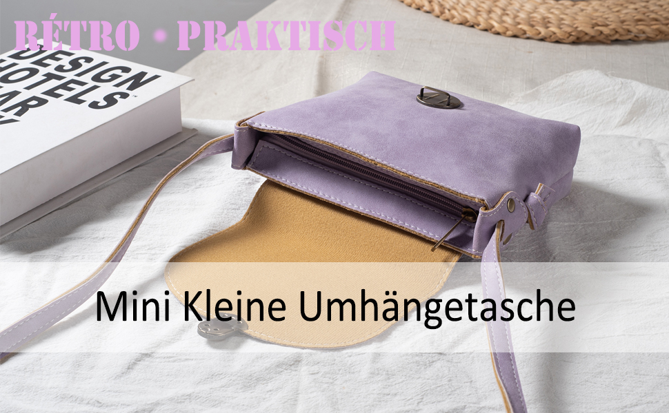 Сумка жіноча через плече Kleine Umhängetasche, екошкіра, маленька крос-боді, світло-лілова. Замок для безпеки