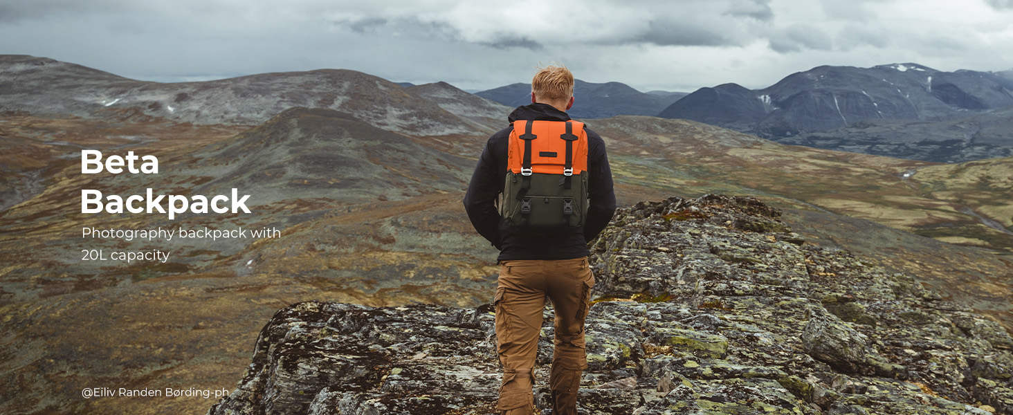 Рюкзак для камери K&F Concept 20L, великий фоторюкзак з відділенням для ноутбука 15.6 дюймів, водонепроникний, з дощовиком, оранжевий