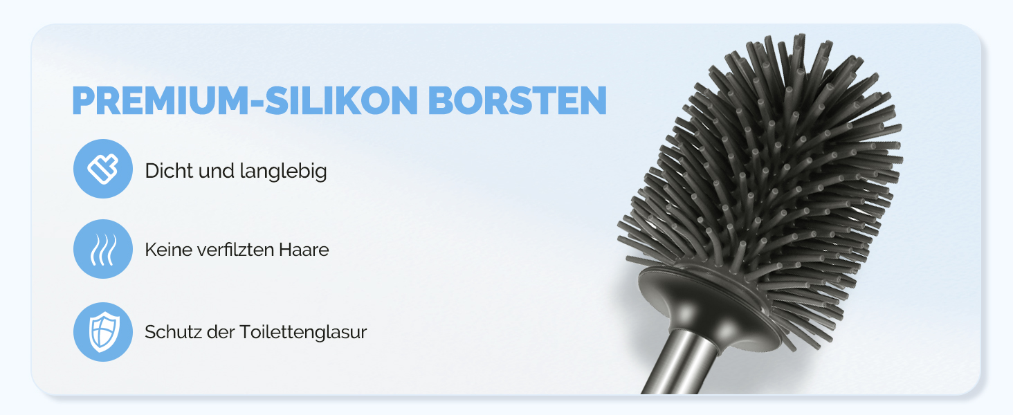 Набір для чищення унітазу Hamitor: щітка з силікону, тримач, очищувач для країв. 2 шт. (B-silver)
