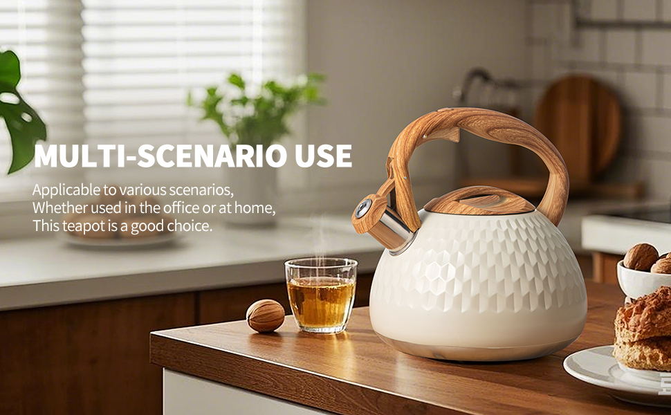 Чайник Teekessel 2.7л з дерев'яною ручкою, гучний свисток, нержавіюча сталь, безпечний, для всіх плит