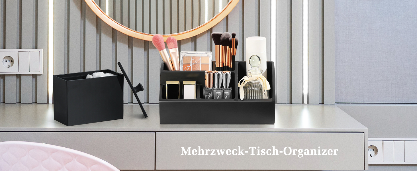 Тримач для зубних щіток Luxspire, 5 відділень, електричний, для сім'ї, велика місткість, органайзер для косметики та бритв, матовий чорний