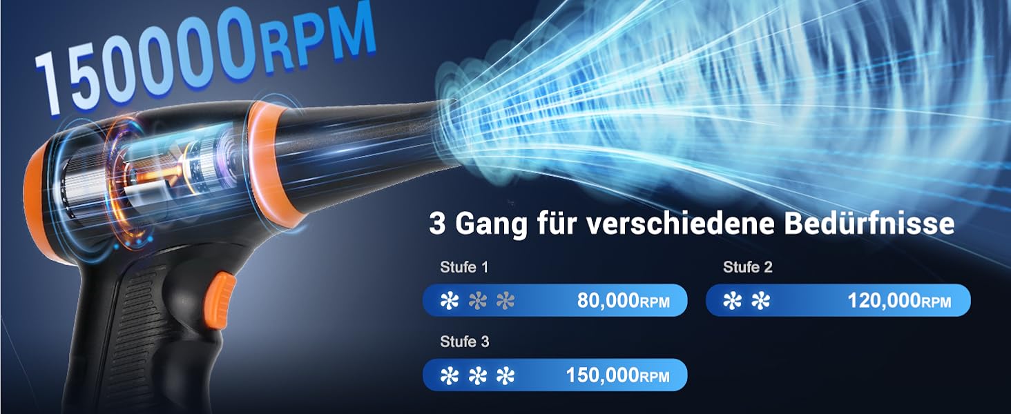 Електричний пилосос-фен WHATOOK Mini: 3 швидкості, 150000 обертів/хв, акумулятор 8000mAh, LED, для чищення ноутбука, клавіатури, авто