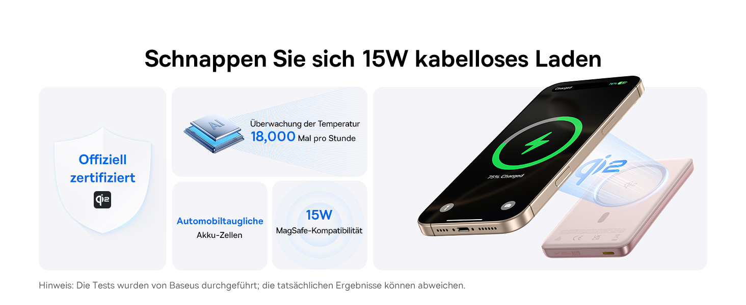 Power Bank Baseus Picogo AM41: 10000mAh, Qi2 Magsafe, 27W PD, бездротова зарядка, рожевий