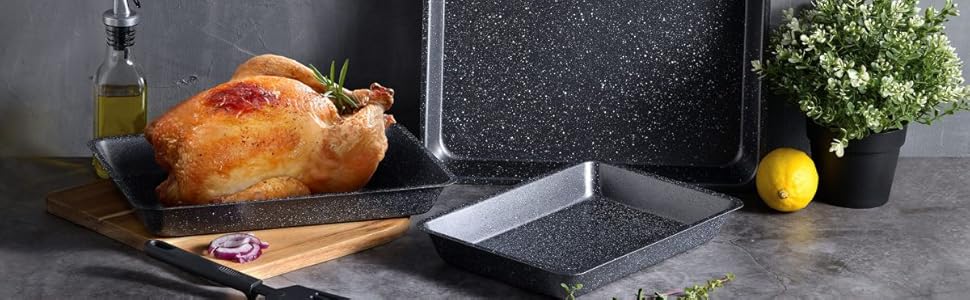 Набір кухонних сковорідок Bergner Loja Reeco (3 шт. 18-22-26 см) + лопатка з алюмінію, індукційне дно, чорний