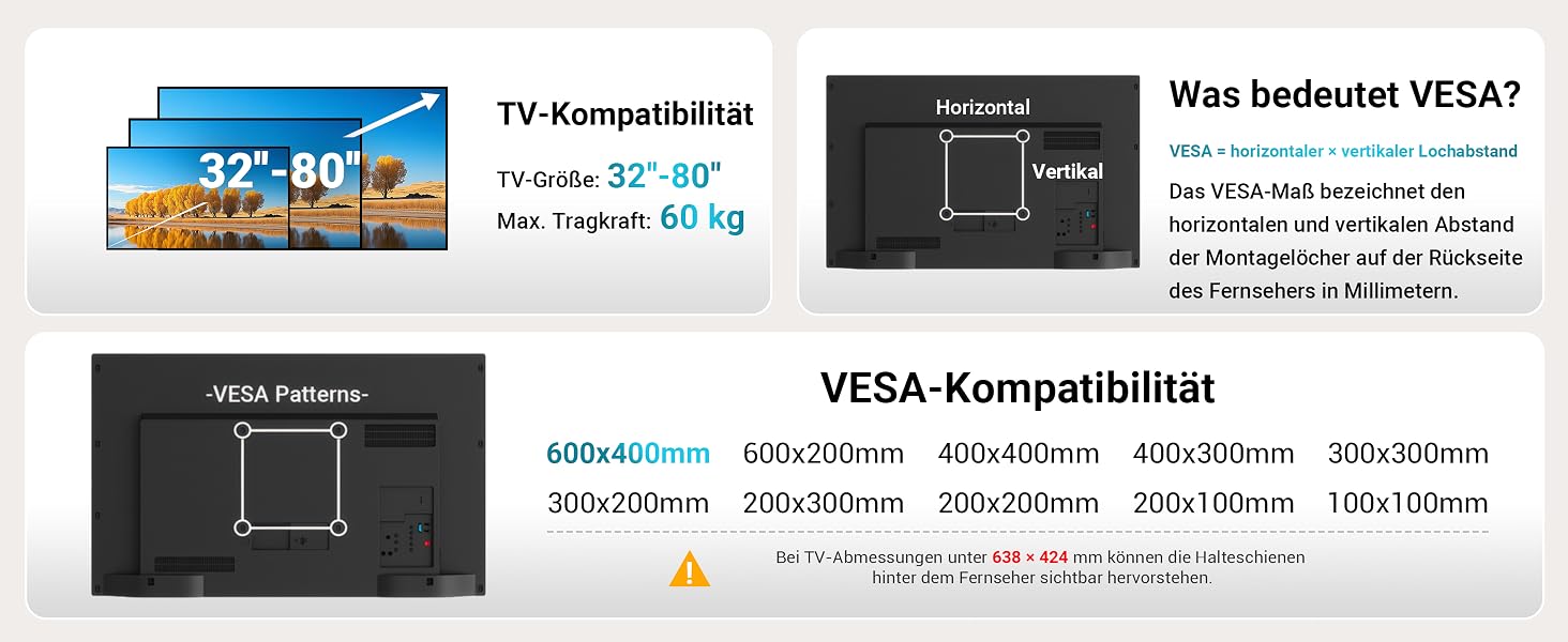 Мобільний стійка-підставка для ТБ BONTEC на колесах, 32-80 дюймів, дерев'яна основа, до 60 кг, білий