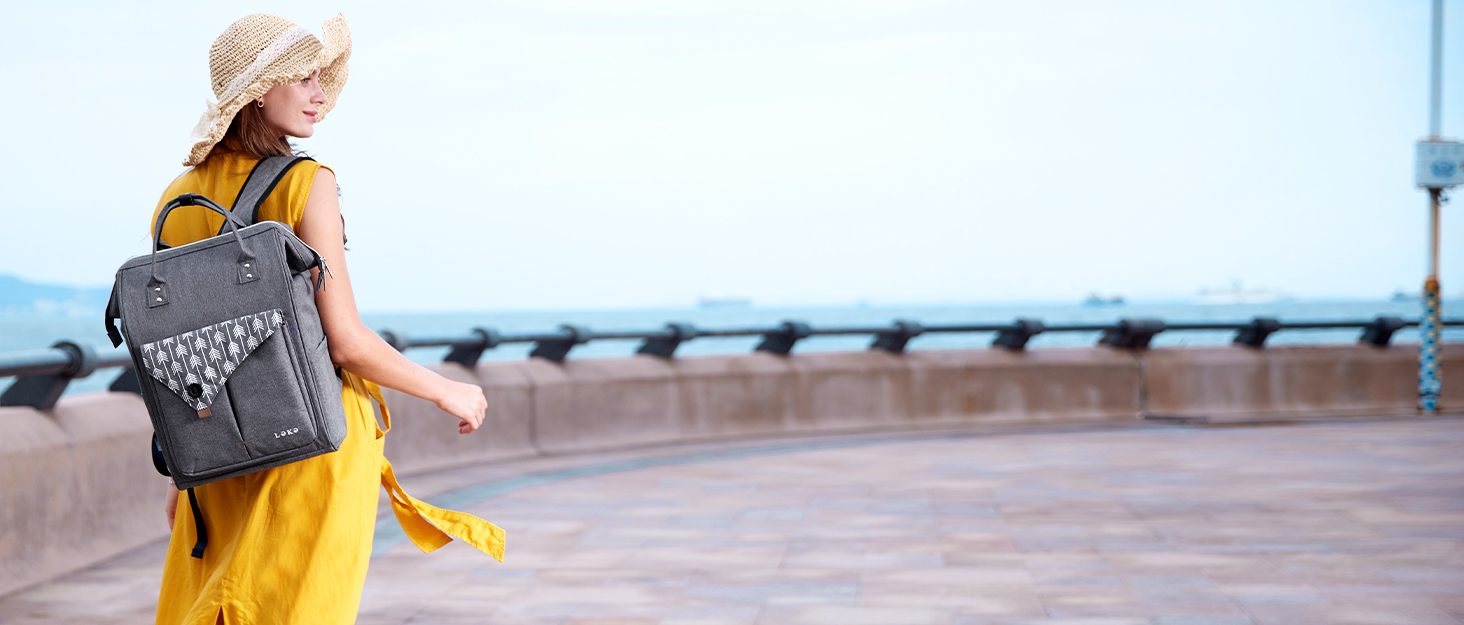 Рюкзак Lekesky для жінок: шкільний, з відділенням для ноутбука 15.6 дюймів, антикрадійний, сірий