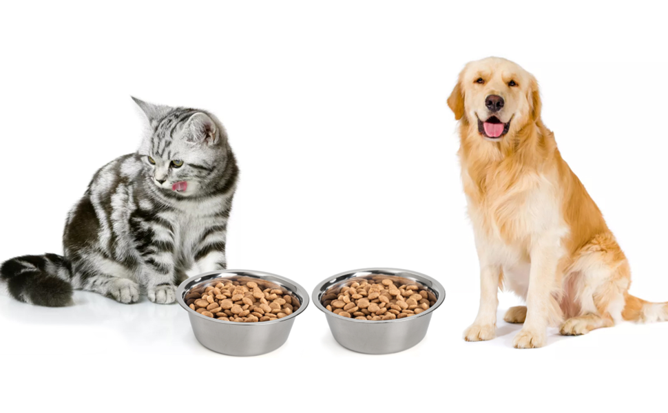 Набори мисок для собак та котів DEAYOU (4 шт.), нержавіюча сталь, 21 см, 1.3 л