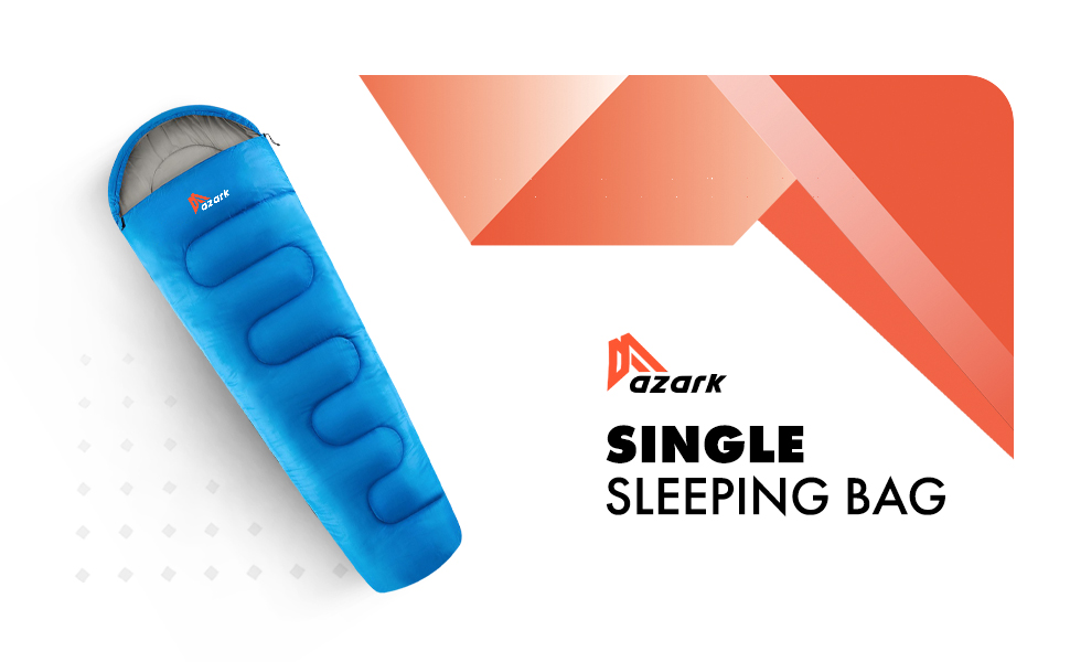 Спальний мішок Azark Premium, 350 г/м², легкий та водонепроникний, для 4 сезонів, кемпінг, туризм, відпочинок на природі, для дорослих та дітей (блакитний)