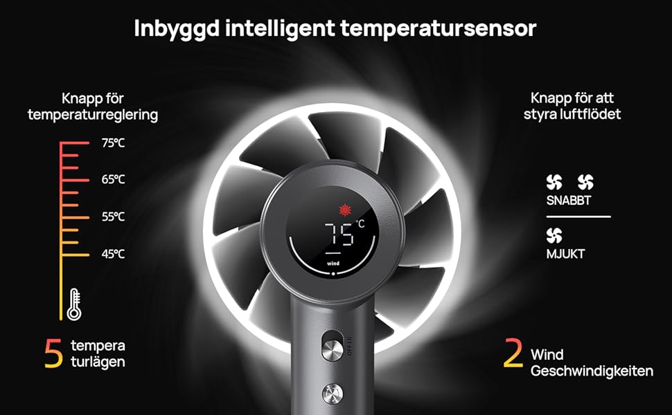 Іонізатор для волосся MANKIW, 160 000 об/хв, Supersonic фен з магнітною насадкою, швидке сушіння