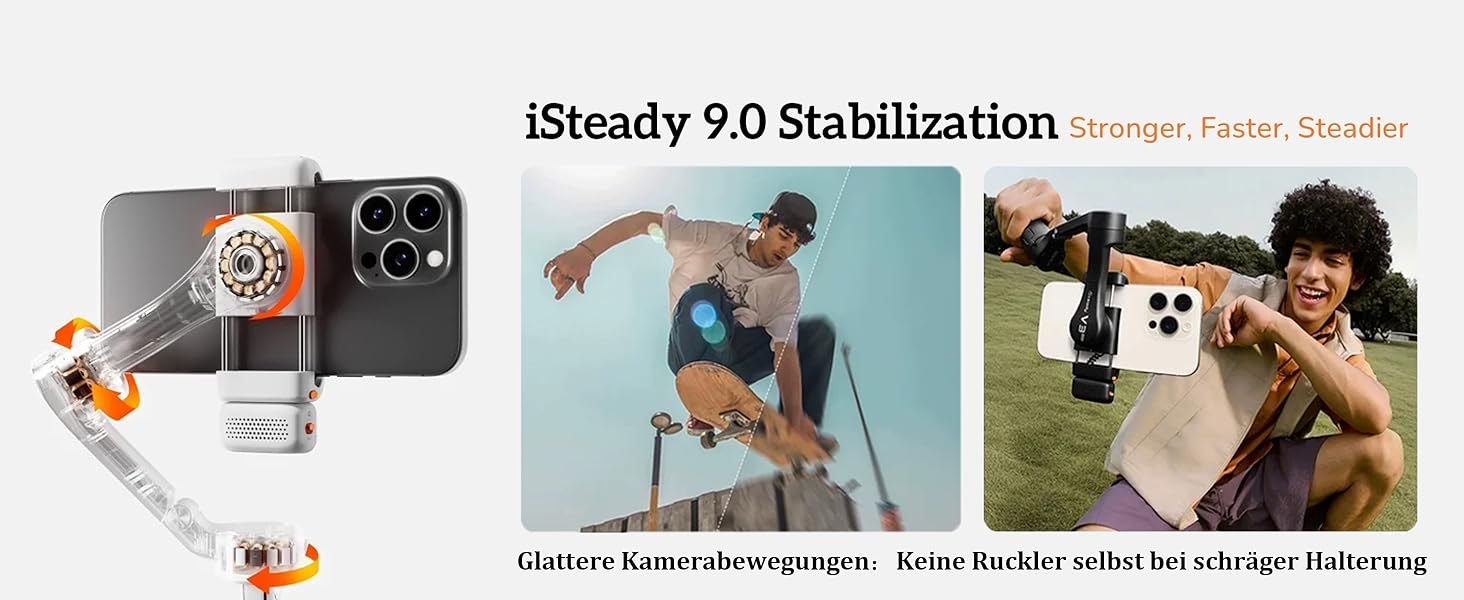 Стабілізатор Hohem iSteady V3 Ultra для смартфона: AI-трекінг, керування жестами, від'ємна рукоятка, екран 2.2'' та штатив, чорний