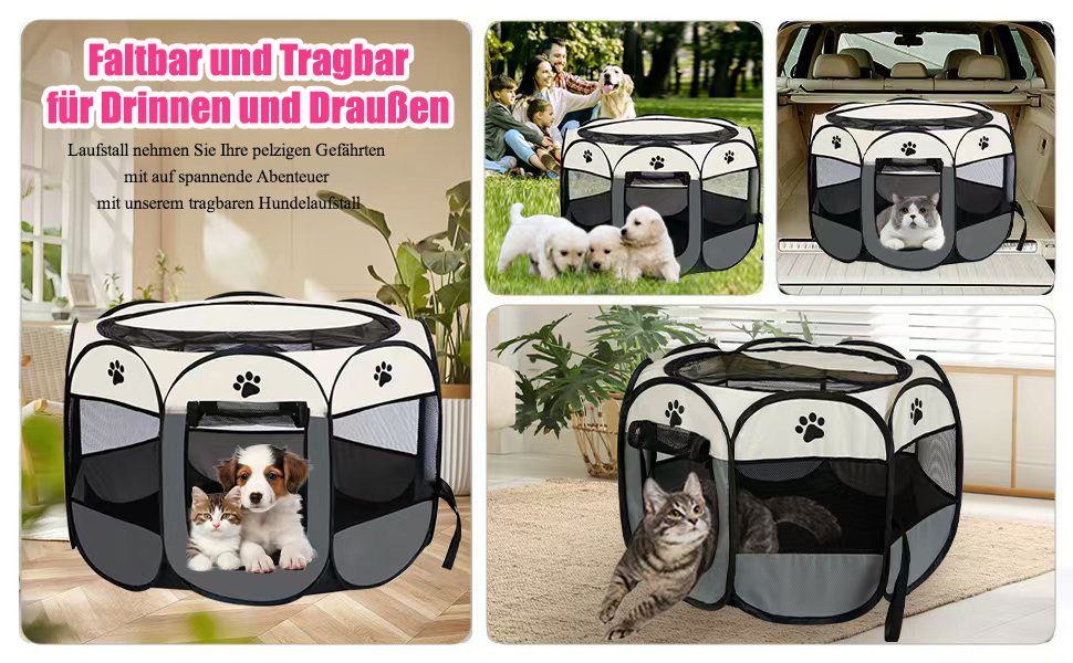 Переносний вольєр для цуценят, вольєр для собак, складаний вольєр для котів, вольєр для цуценят для дому, вольєр для собак, котів, кроликів, 74 x 74 x 43 см (Сірий)