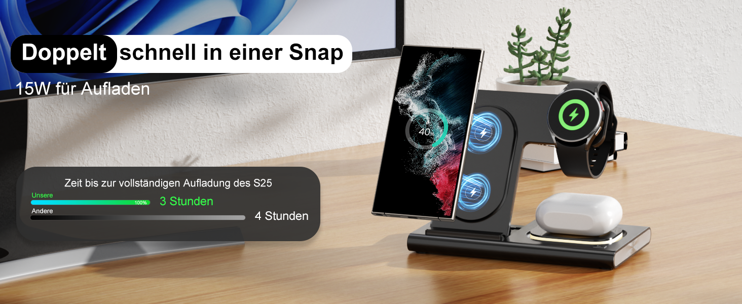 Бездротовий зарядний пристрій Aimtel 3-в-1: Samsung, Galaxy Z Fold/Flip/S серії, Galaxy Watch, Buds - Чорний