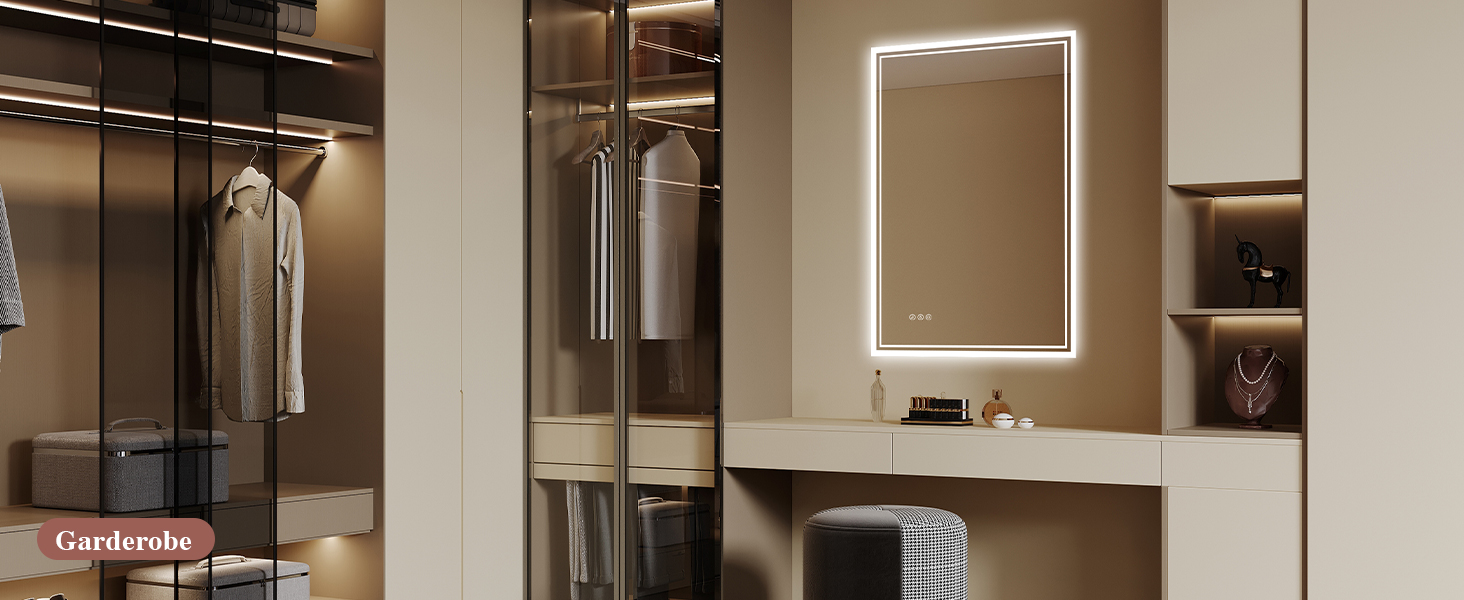 Дзеркало для ванної кімнати з підсвічуванням LED, антизапар, сенсорне управління, регулювання яскравості, 3 кольори світла, овальне, 50x70 см (Bluetooth, антизапар, 100L x 70B см)