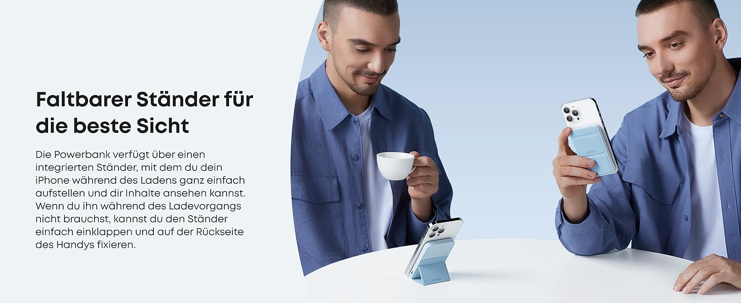 Anker MagGo Powerbank 5000mAh з магнітним з'єднанням, сірий (wolkengrau)