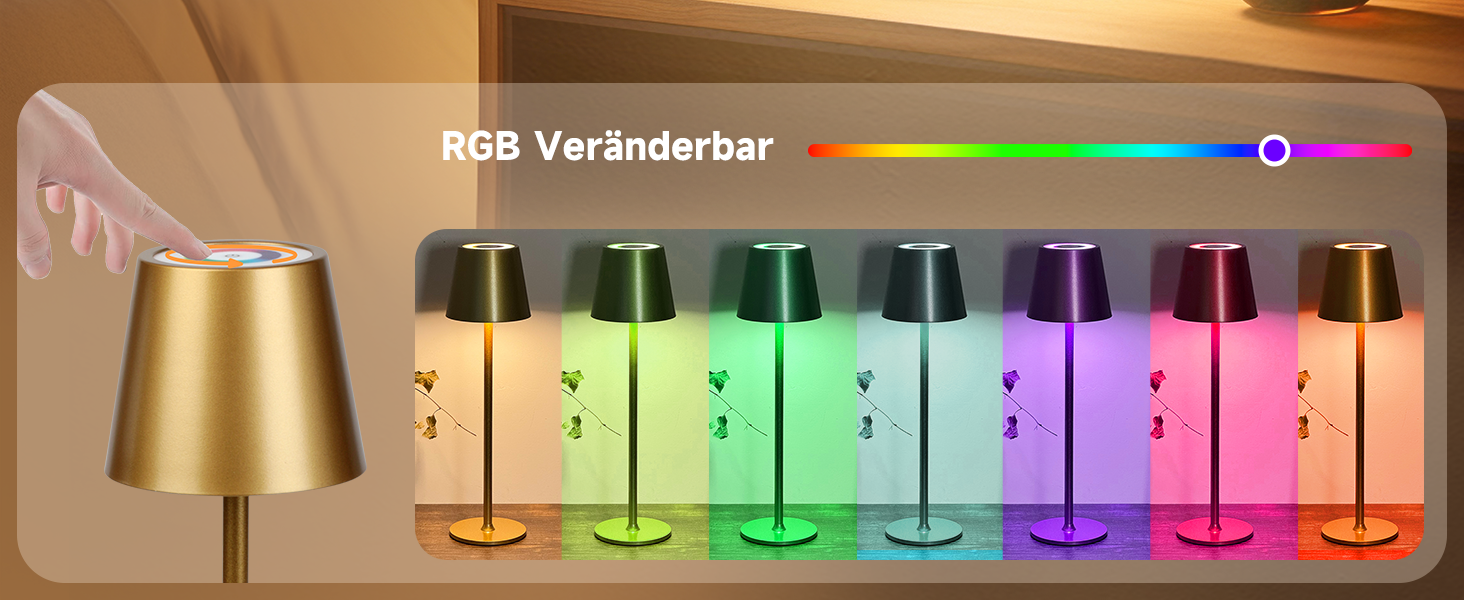 2 шт. Бездротові LED-лампи настільні, перезаряджувані, 3000K та RGB, USB-C, 5500mAh, золоті (2 шт.)