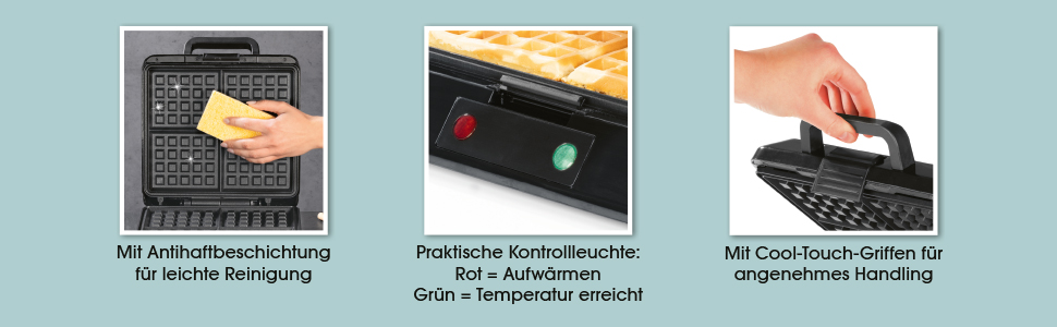 Gourmetmaxx Belgian Waffle Maker - 1000W - Non-Stick Coating - Even Heat Distribution - Makes 4 Waffles