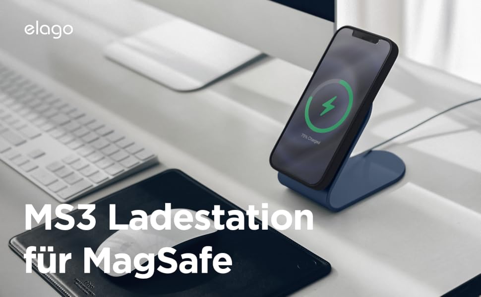 Магнітна зарядна станція elago MS3 для iPhone 17/16/15/14/13/12 серії, колір Jean Indigo